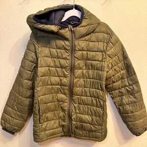 Kids Olive Green Puffer Jacket
